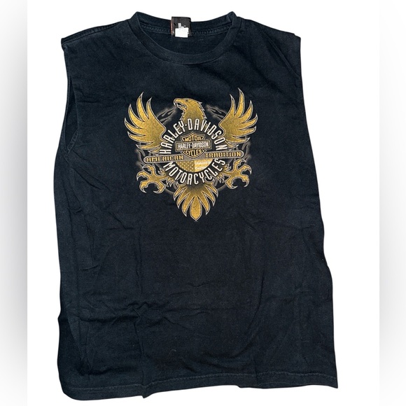Harley-Davidson Black and Yellow Eagle Graphic Tee - Picture 1 of 3